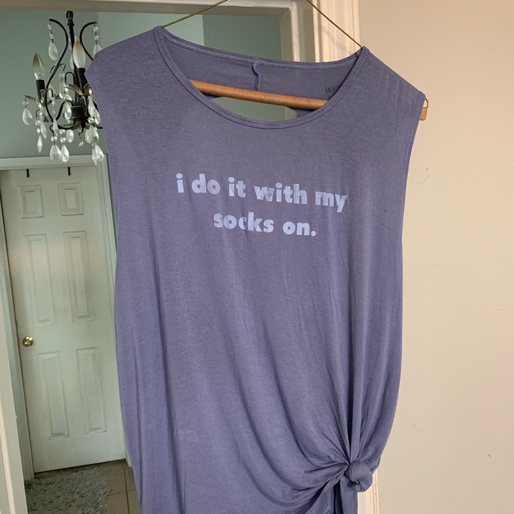 House of Tens barre/pilates tank with open back.